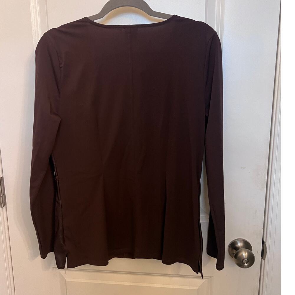 Ecru Patchwork Leather Front Top Chocolate Brown … - image 2